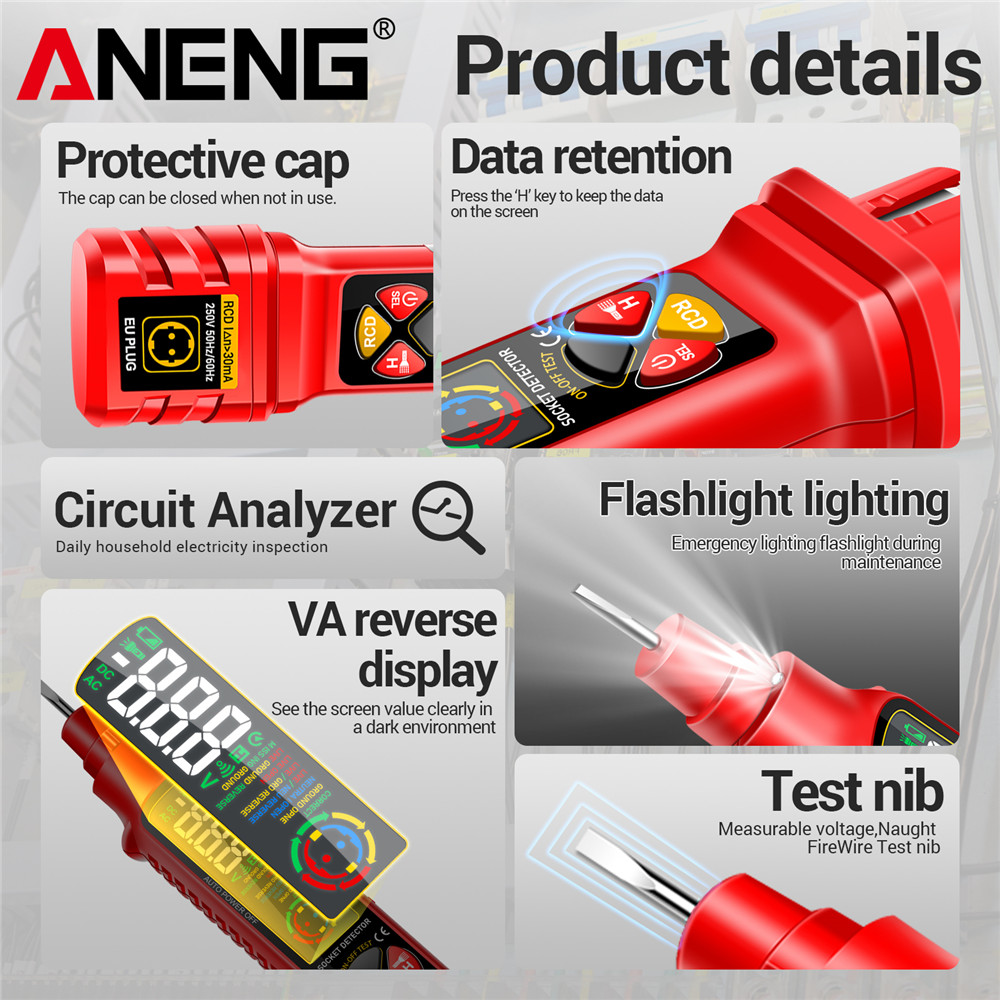 Tester zasilania gniazda ANENG – Power Tools Voltage recenzja i cena